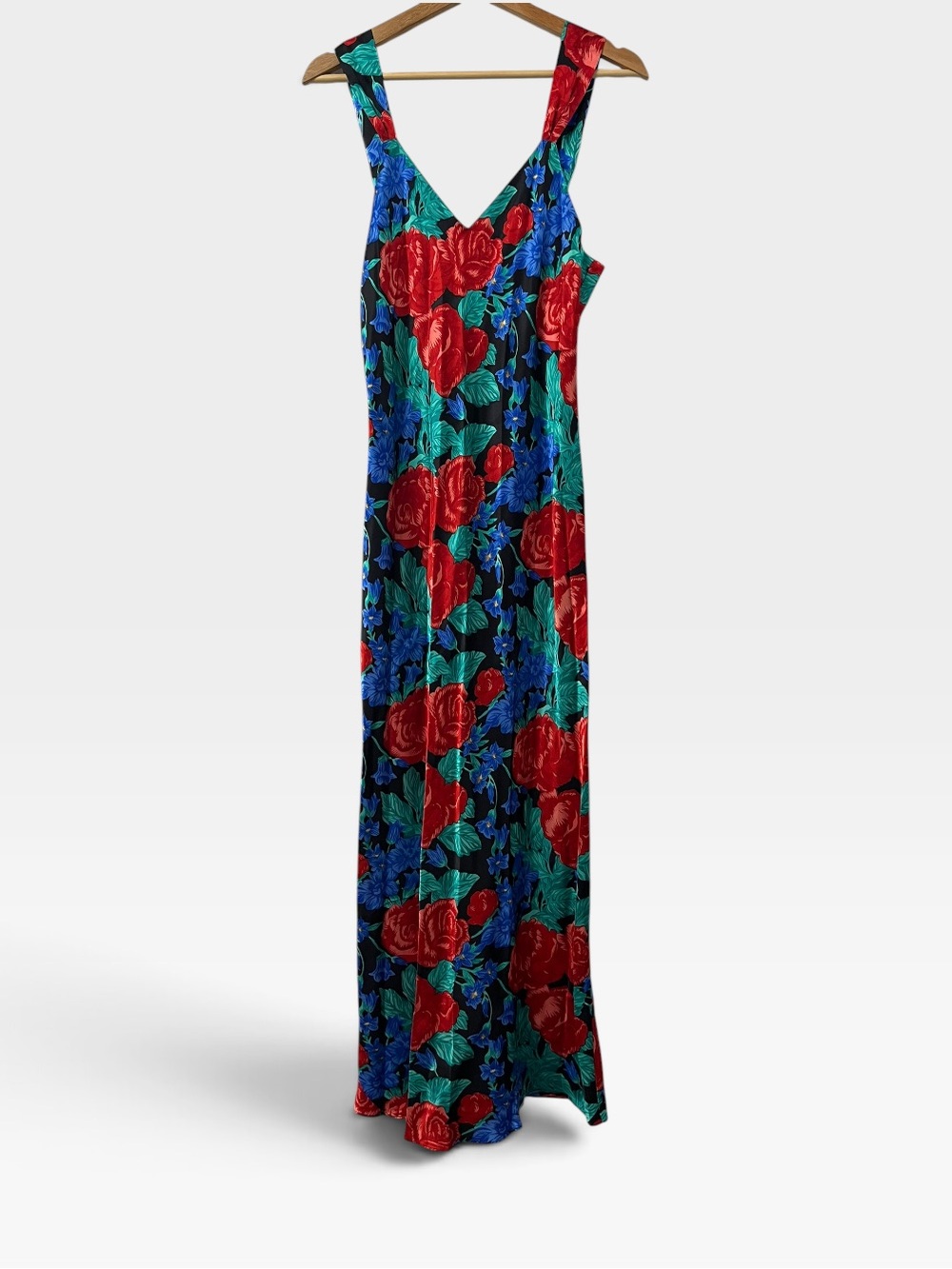 Vintage 80s 100% Silk Satin Floral Nightgown Women’s M Slip Lingerie Nordstrom
